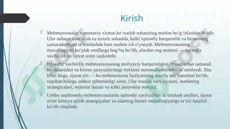 Mehmonxona iqtisodiy xavfsizligi va tijorat 3