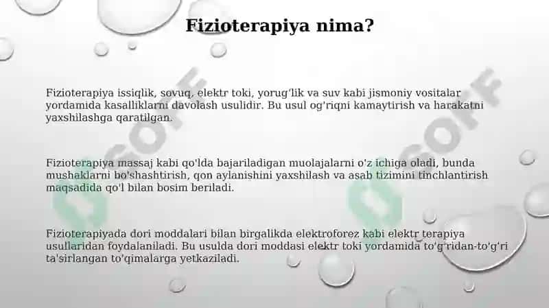 Oddiy fizioterapevtik muolajalar 3