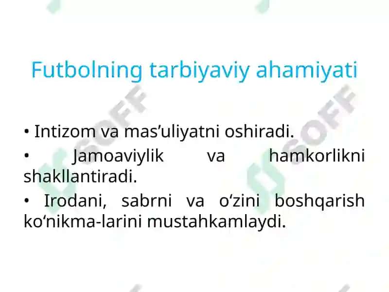 UMUMTA’LIM MAKTABLARI JISMONIY TARBIYA DARSLARIDA FUTBOL O‘YINI 3