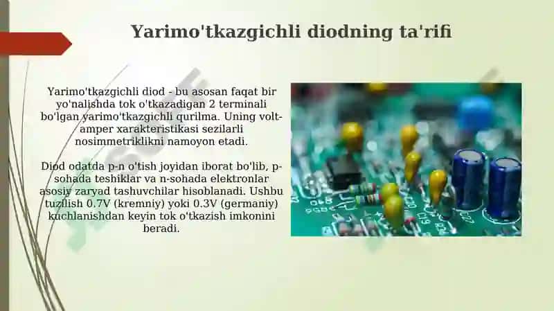 Yarim o'tkazgichli diodlarning vazifasi va ishlash prinsipi 3