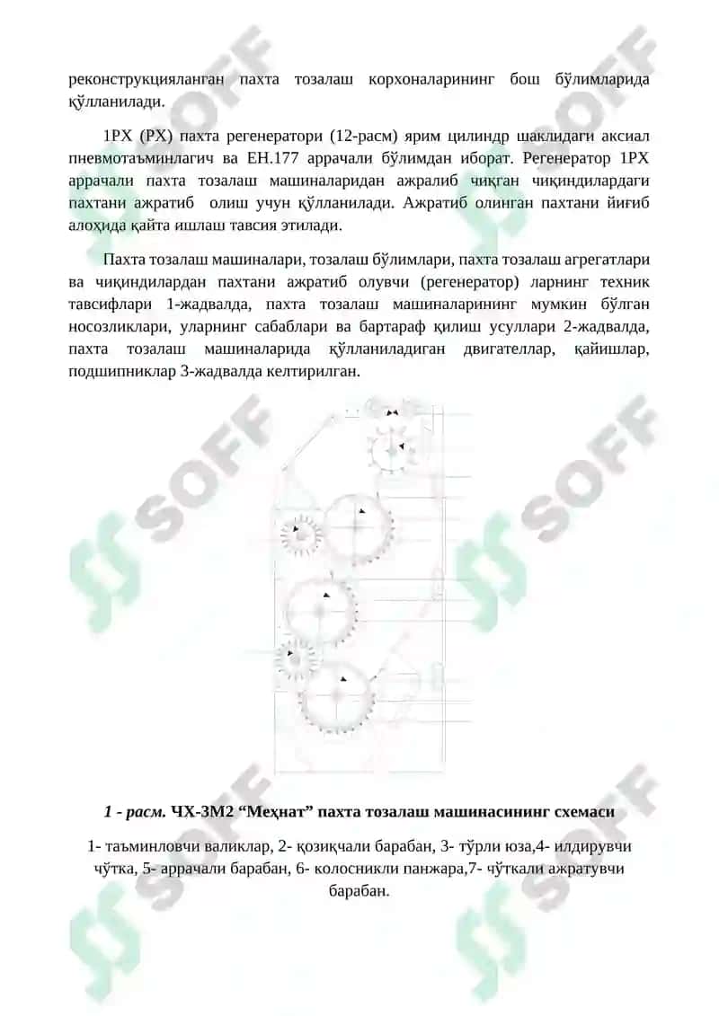 Paxtani yirik iflosliklardan tozalash uskunalarini ekspluatatsiya qilish va ta’mirlash 3