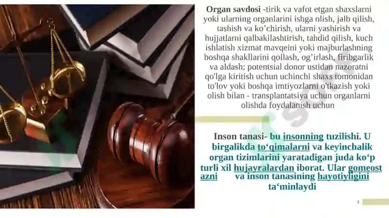 Inson a’zolarining va (yoki) to’qimalarining oldi-sotdisi 3