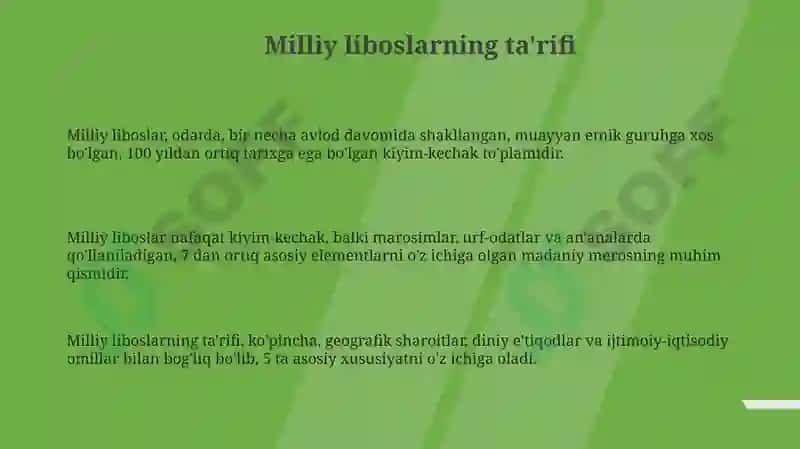 Milliy liboslar va ularning tarixiy rivojlanish bosqichi 3