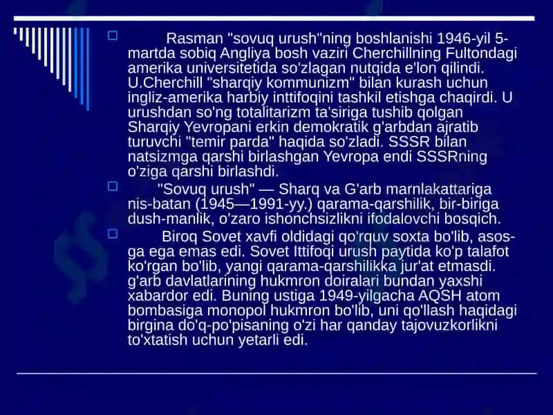 IKKINCHI JAHON URUSHIDAN SO'NG XALQARO MUNOSABATLAR 3
