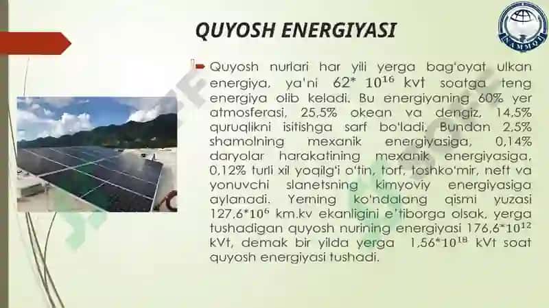 Quyosh Energiyasidan Foydalanishning Ekologikahamiyati 3