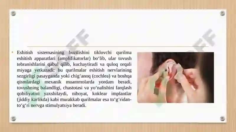 Eshitish sistemasining fizik hususyatlarini buzilishini tiklochi qurilma. 3