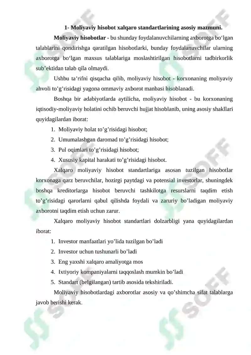 Moliyaviy hisobotlarga kirish hamda ularning mazmuni, mohiyati va tarkibi 3