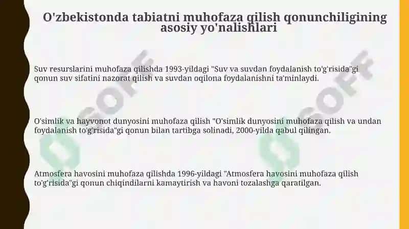 O'zbekiston Respublikasi Tabiatini asrashga doir qonunlarni oʻrganish va tahlil qilish 3