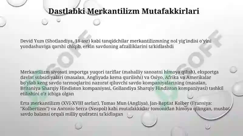 Ilk merkantalizm taʼlimoti va uning namoyondalari 3