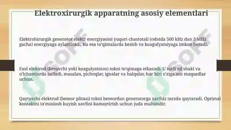 Elektroxirurgik apparatlarning elementlari 3