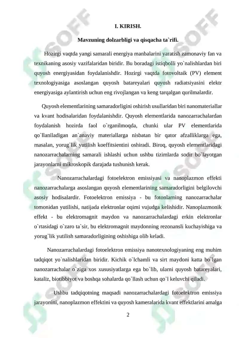 Nanotolali quyosh elementlari. Nanotolalar. Nanotolali sirtlar va ularning optik xususiyatlari. Nanotolali fotoelektrik energiya o‘zgartirgichlar 3