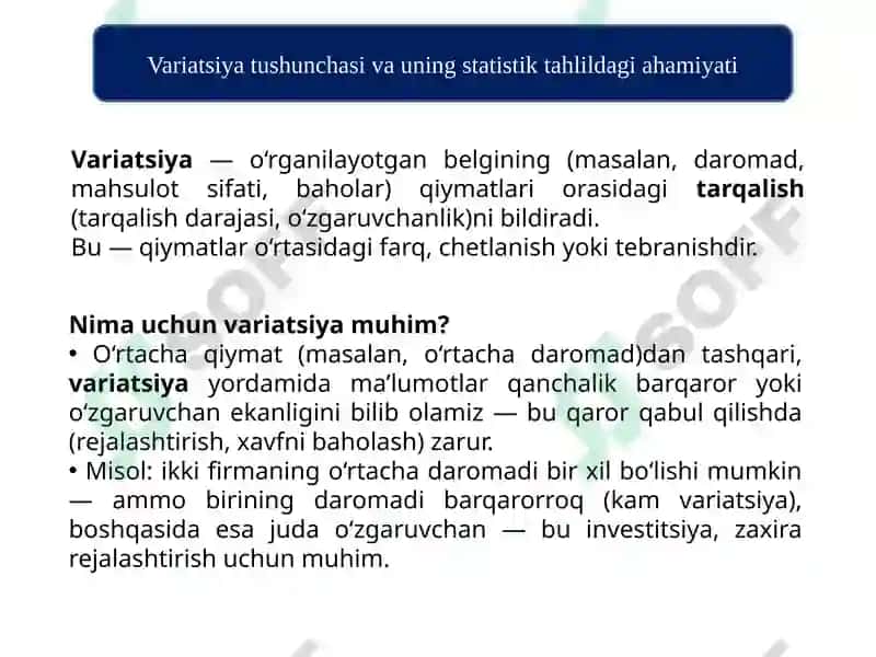 STATISTIKADA VARIATSIYANI BAHOLASH USULLARI VA DISPERSION TAHLIL ASOSLARI 3