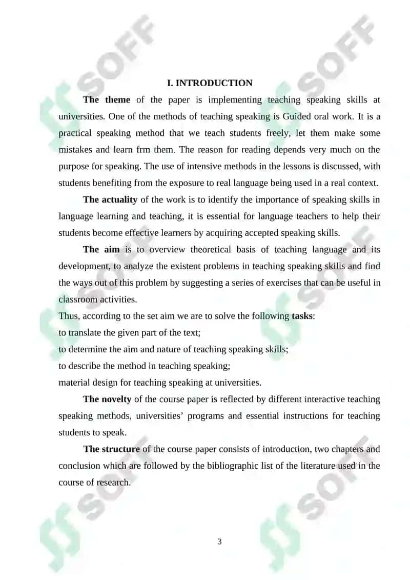 COURSE PAPER The importance of guided oral workin FLT 3