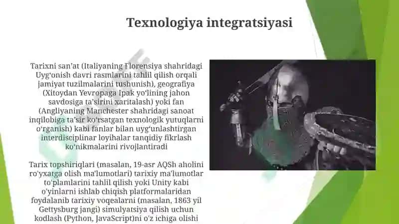 Tarix fanidan boshqa fanlar bilan integratsiya qilgan holda topshiriqlar ishlab chiqish 3