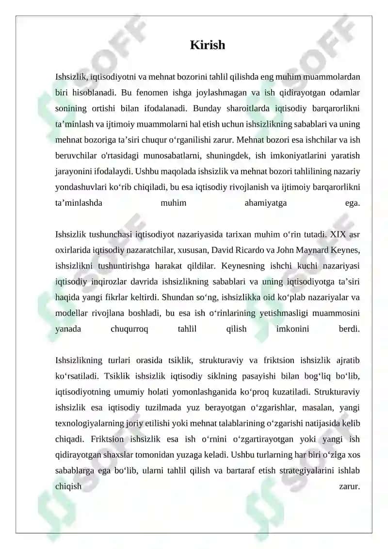 Ishsizlik va Mehnat Bozori Tahliliga Nazariy Yondashuvlar 3