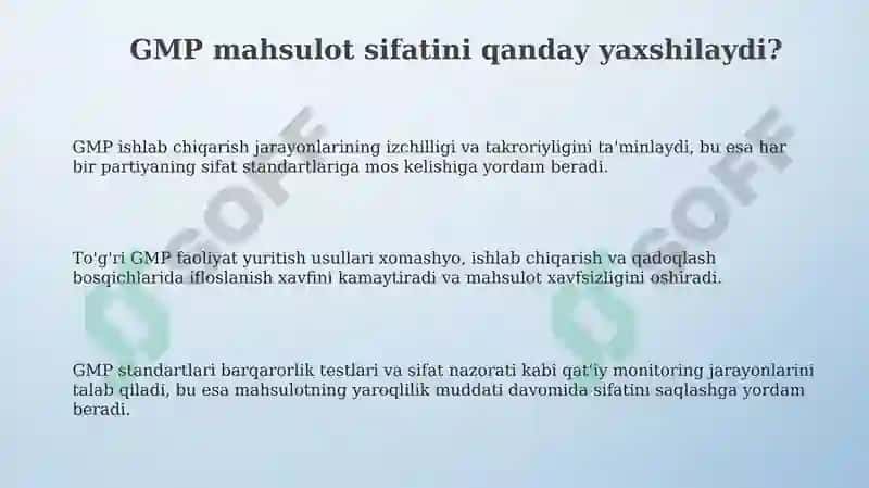 GMP mahsulot sifatini yaxshilash 3