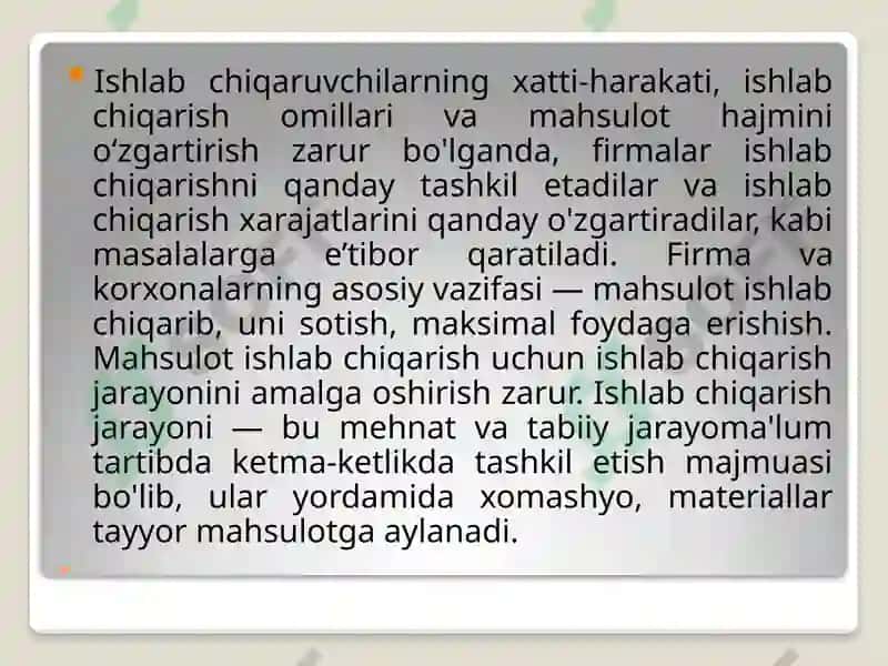 Ishlab chiqarish jarayoni va texnologiyalarning nazariy asoslari 3