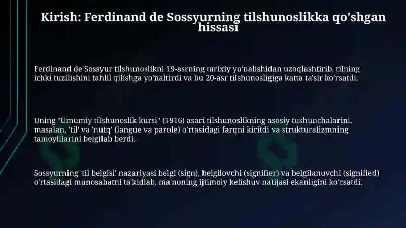 Ferdinand de Sossyur tilshunoslik nazariyasi 3