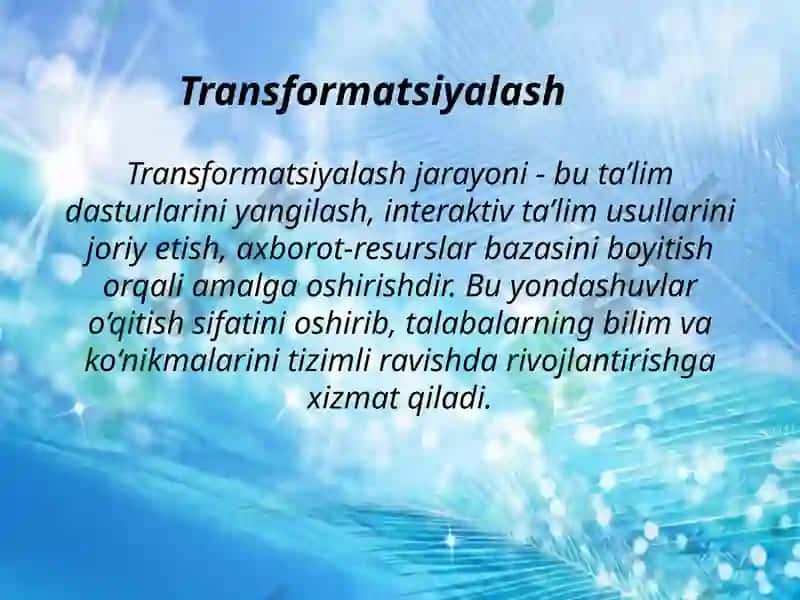 SOFT SKILLS – AXBOROTNI TRANSFORMATSIYALASHTIRISH 3