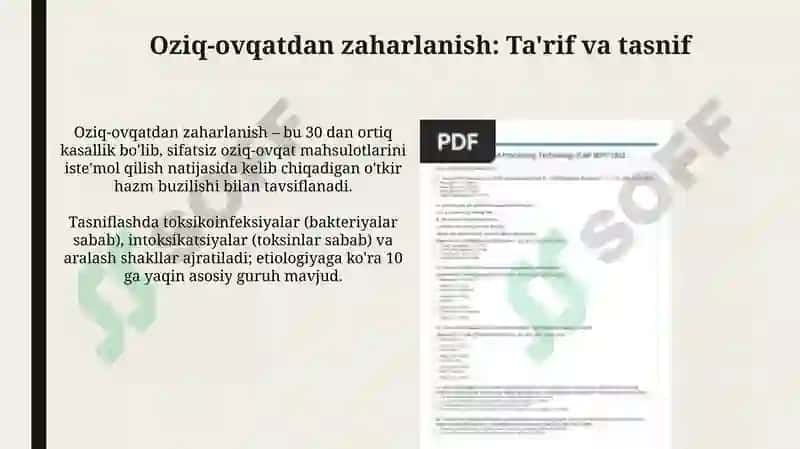 Oziq-ovqatdan zaharlanish: Ta'rif va tasnif 3