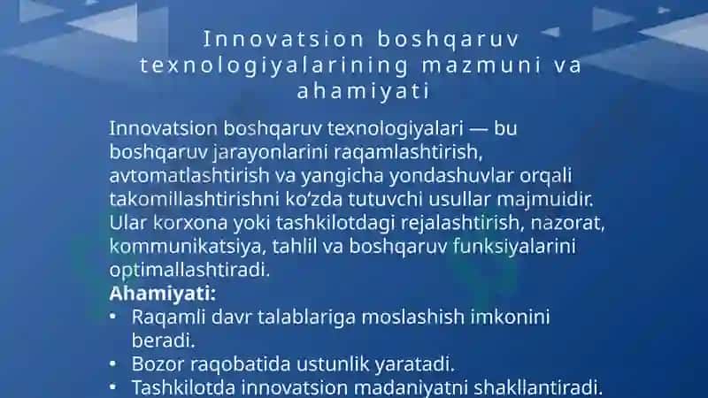 Innovatsion boshqaruv texnologiyalarining afzalliklari 3
