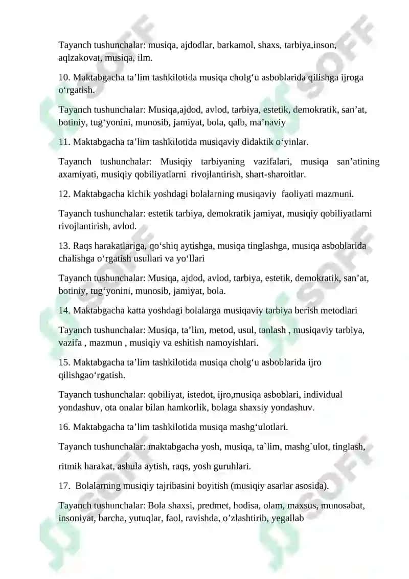 BOLALAR MUSIQIY TAʼLIM METODIKASI FANI BOʻYICHA YOZMA ISH SAVOLLARI 3