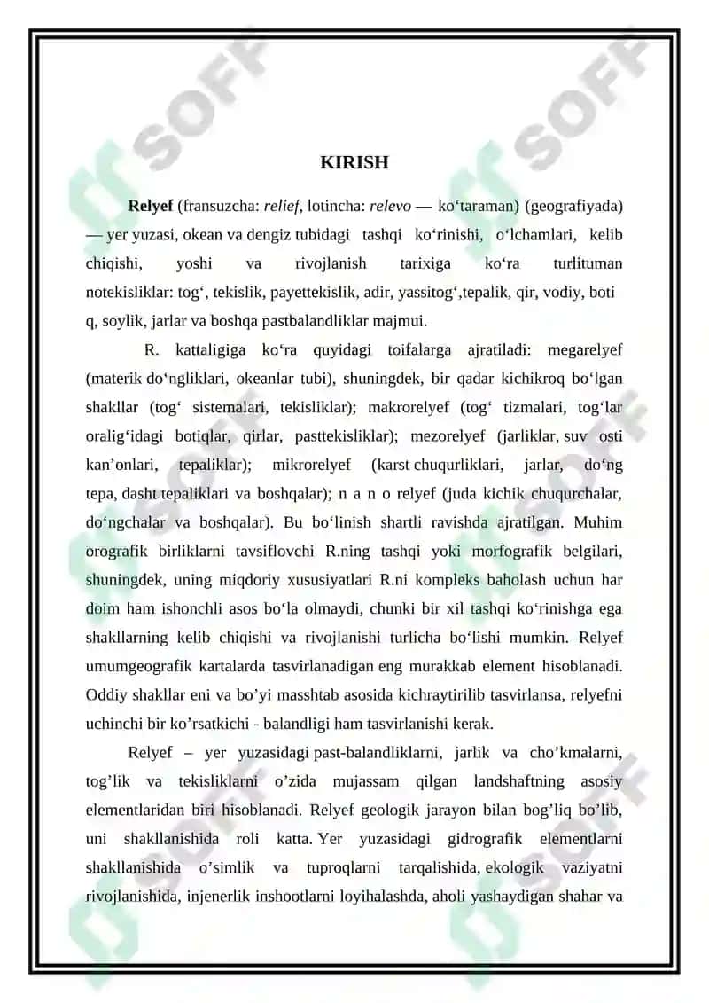 RELYEFNI MIQDOR VA SIFAT KO’RSATKICHLARINI TASVIRLASH USULLARI 3