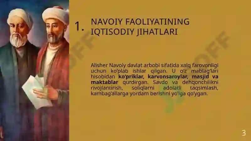 Alisher Navoiy iqtisodiyotga qo'shgan hissasi 3
