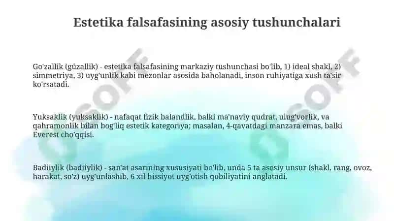 Estetika falsafasi va dunyoni estetik idrok etish 3