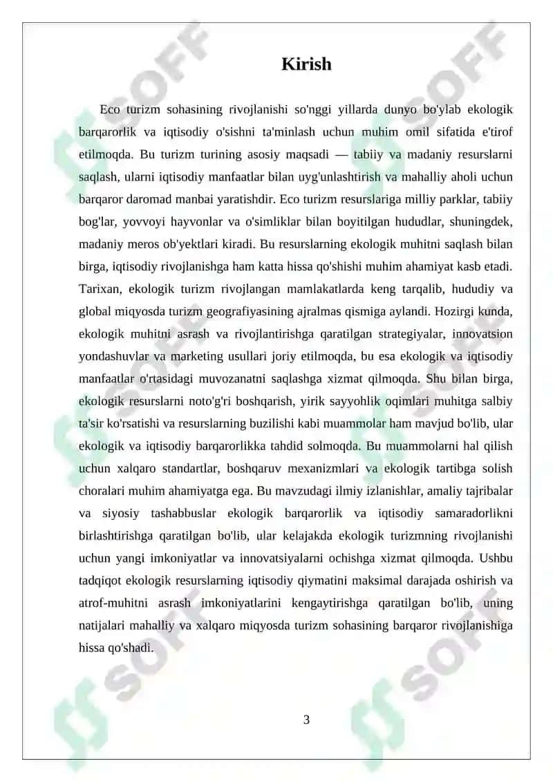 Eco turizm resurslarining ekologik va iqtisodiy ahamiyati 3