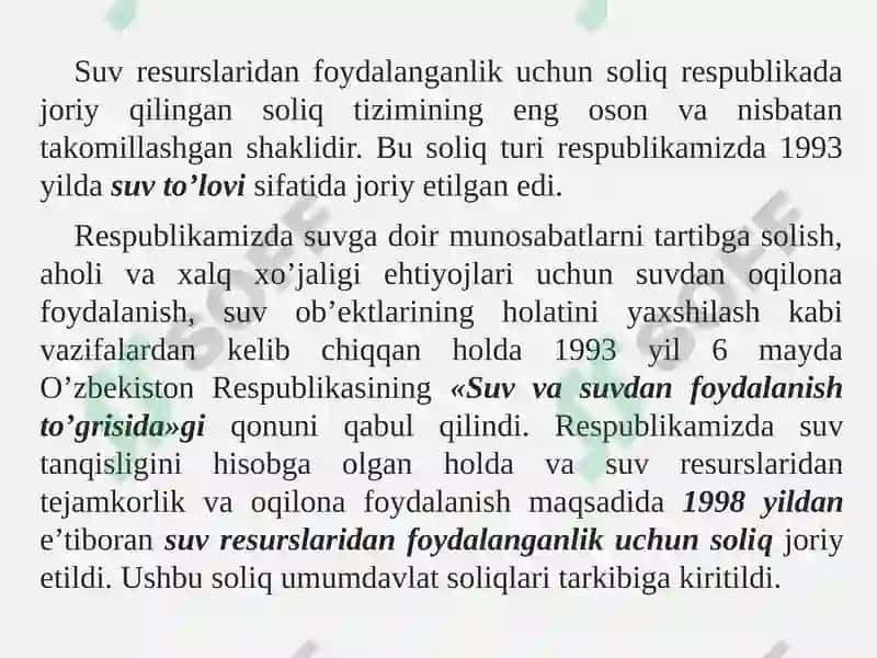 Suv resurslaridan foydalanganlik uchun soliq 3