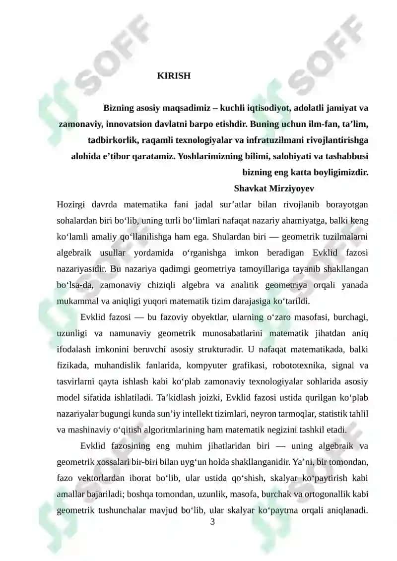 Haqiqiy Evklid fazosida chiziqli almashtirishlar 3