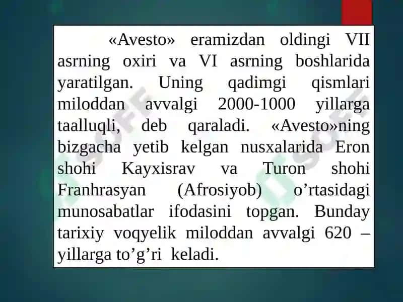 “AVESTO”DA  EZGU FAZILATLARNI TARBIYALASH MASALASI 3