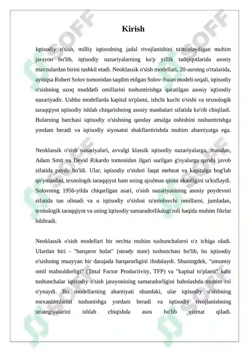 Neoklassik o'sish modellari va texnologik taraqqiyot 3