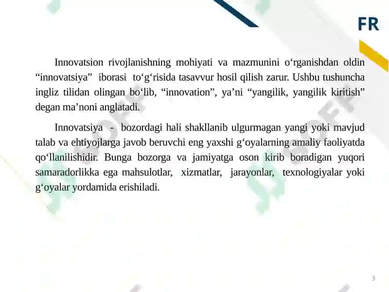 O‘ZBEKISTONDA INNOVATSION FAOLIYATNING TASHKILIY TIZIMI VA UNDAN AMALDA FOYDALANISH HOLATI TAHLILI 3