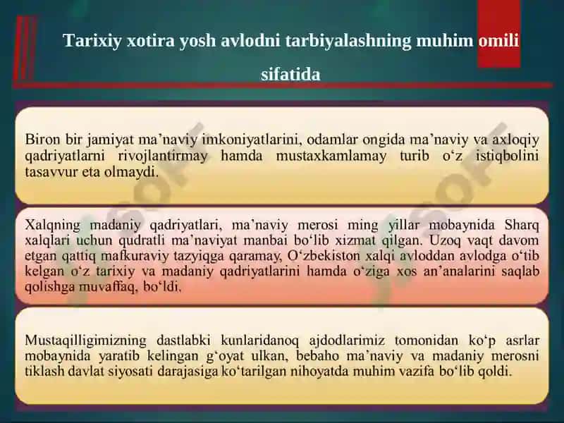 Mustaqillik yillarida O‘zbekistondagi ma’naviy vamadaniy taraqqiyot 3