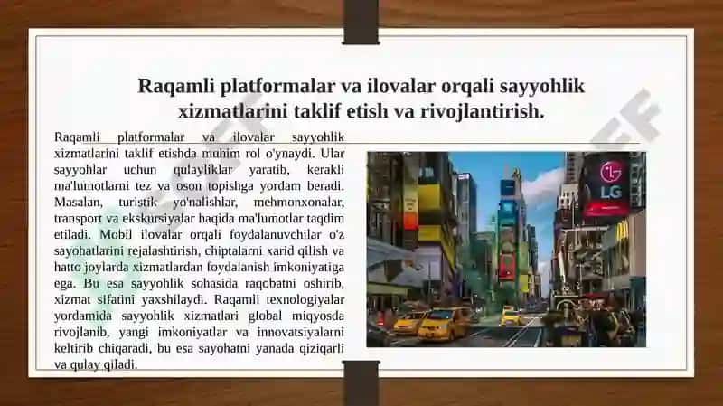Raqamli platformalar va ilovalar orqali sayyohlik xizmatlarini taklif etish va rivojlantirish 3