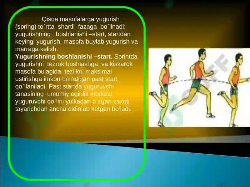 Qisqа mаsоfаlаrgа yugirish texnikasini yugurish turlariga bog‘liqligi 3