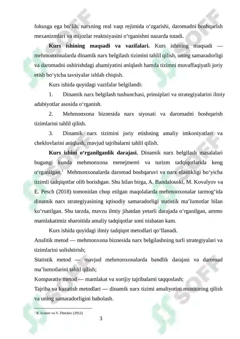 “DINAMIK NARX BELGILASH (DYNAMIC PRICING) TIZIMI: MEHMONXONALAR MISOLIDA” 3
