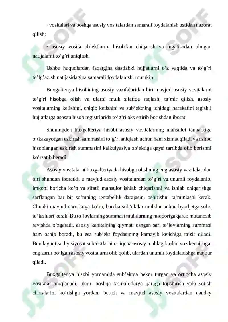 Asosiy vositalarning turkumlanishi, baholanishi va hisobga olish vazifalari 3
