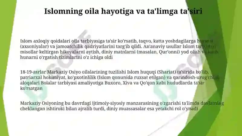 XIV asrning ikkinchi yarmi va XIX asrlarda oʻrta Osiyoda oila pedagogikasi fikrlarining rivoji 3