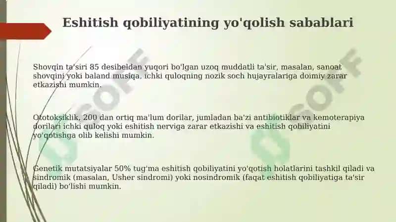 Eshitish qobiliyatining yo'qolish sabablari 3