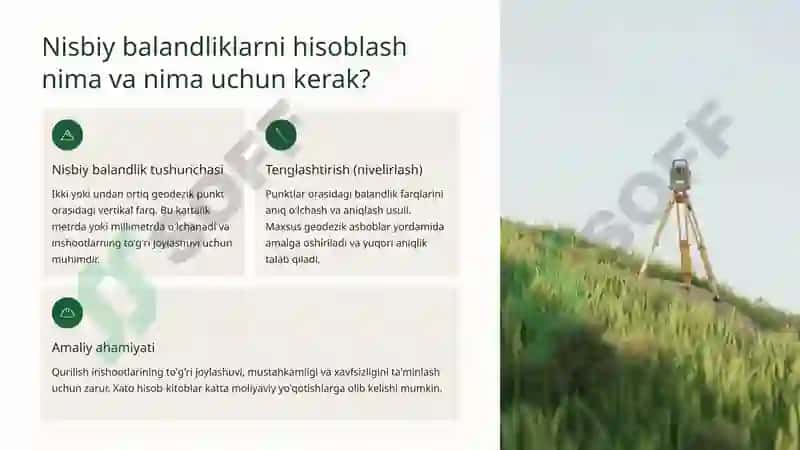 Balandliklarni hisoblash va tenglashtirish 3