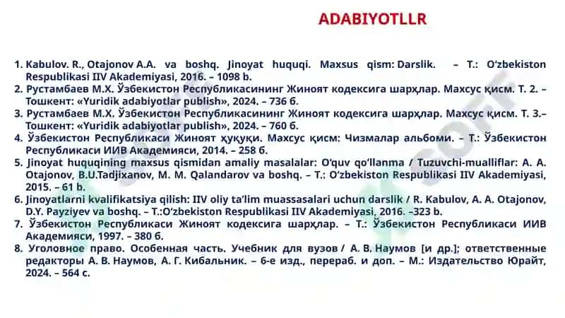 JINOYAT HUQUQI  MAXSUS QISMI TUSHUNCHASI,  UNING TIZIMI  VA AHAMIYATI 3