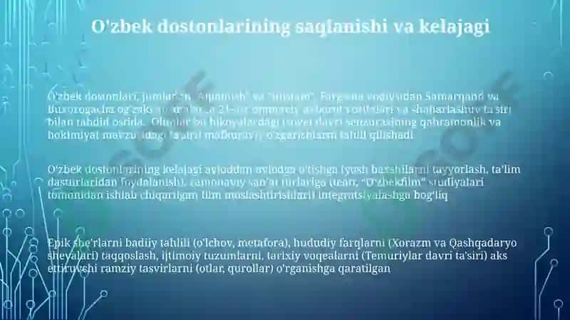 O'zbek xalq dostonlarini g'oyaviy va badiiy tahlil qilish 3