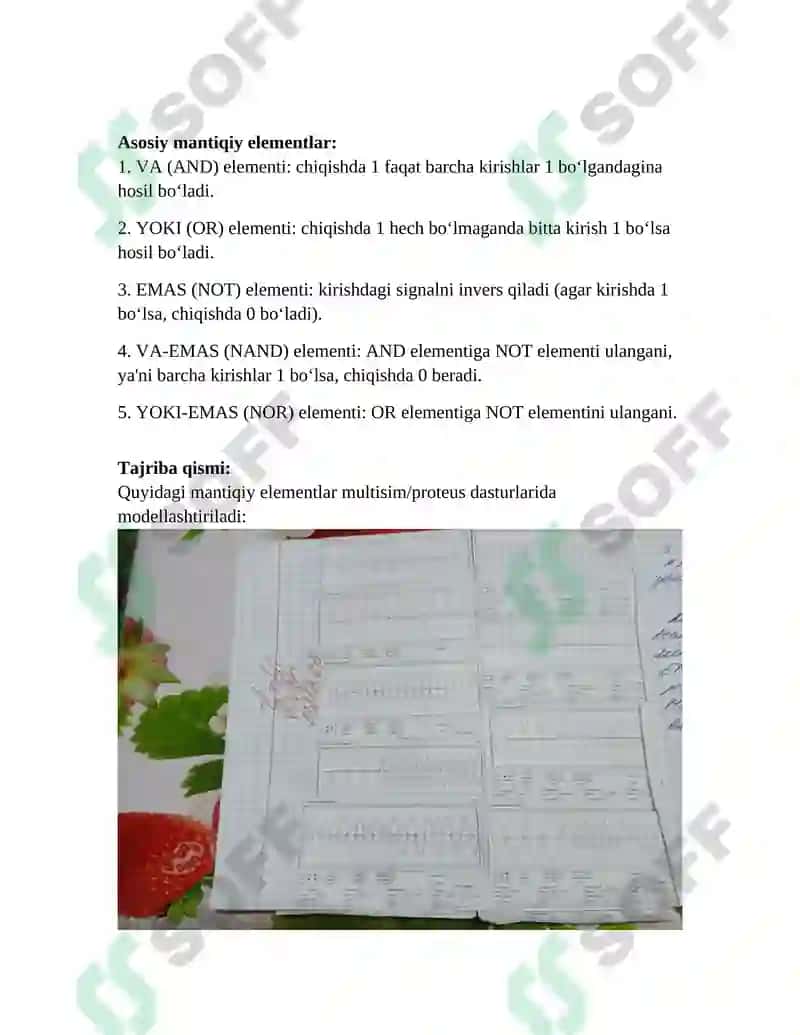 XADGA tranzistorlari asosida yasalgan ME (mantiqiy element)larni ishlash prinsiplarini o‘rganish 3