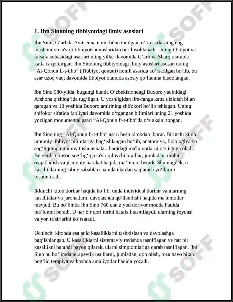 Ibn Sino merosining zamonaviy tibbiyotdagi o'rni 3