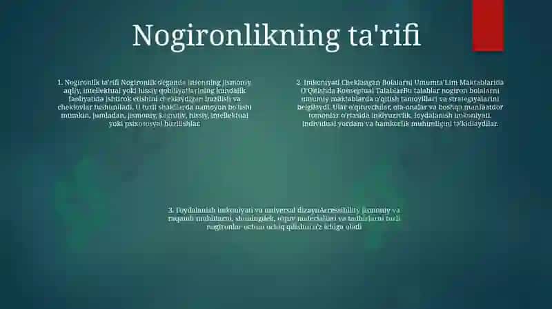 Imkoniyati Cheklangan Bolalarni UmumtaʼLim Maktablarida OʻQitishda Konseptual Talablar 3