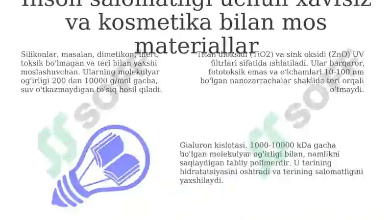 Inson salomatligi uchun xavfsiz va kosmetika bilan mos materiallar 3
