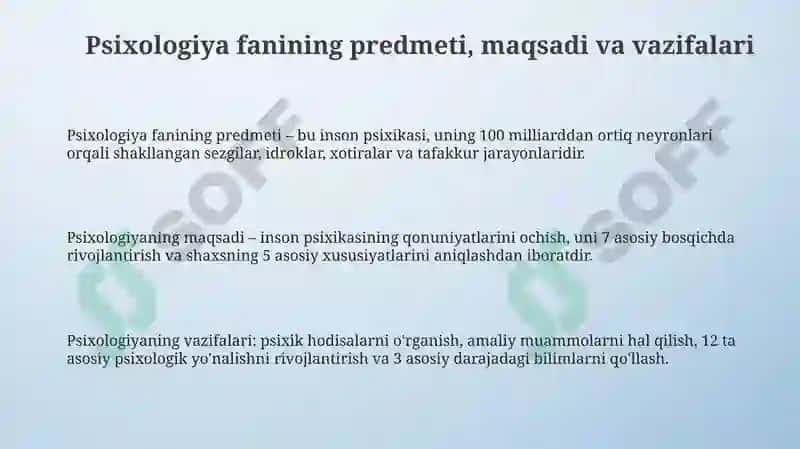 Psixologiya fanining predmeti maqsadi va vazifalari 3